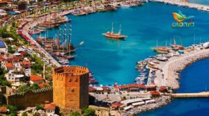 Spring in the Alanya Harbour and the Red Tower